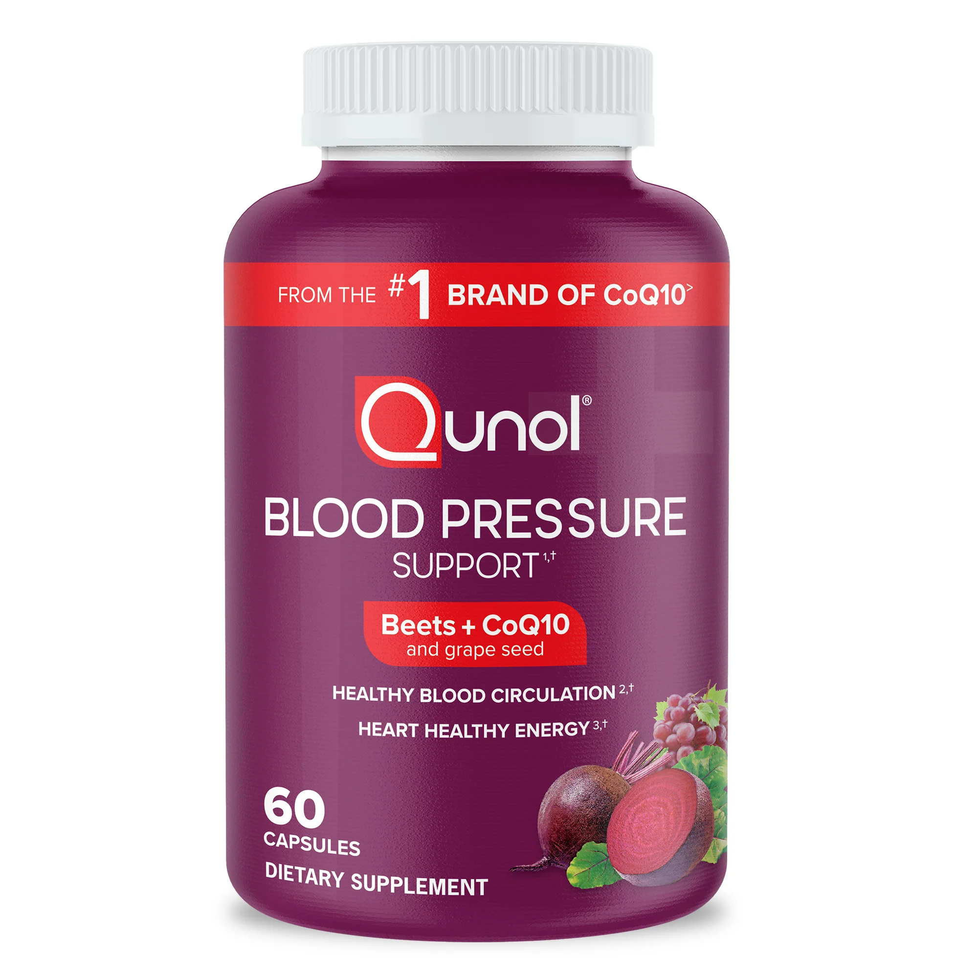 Qunol Blood Pressure Support Capsules That Supports Healthy Blood Circulation & Heart Healthy Energy| 60 Count