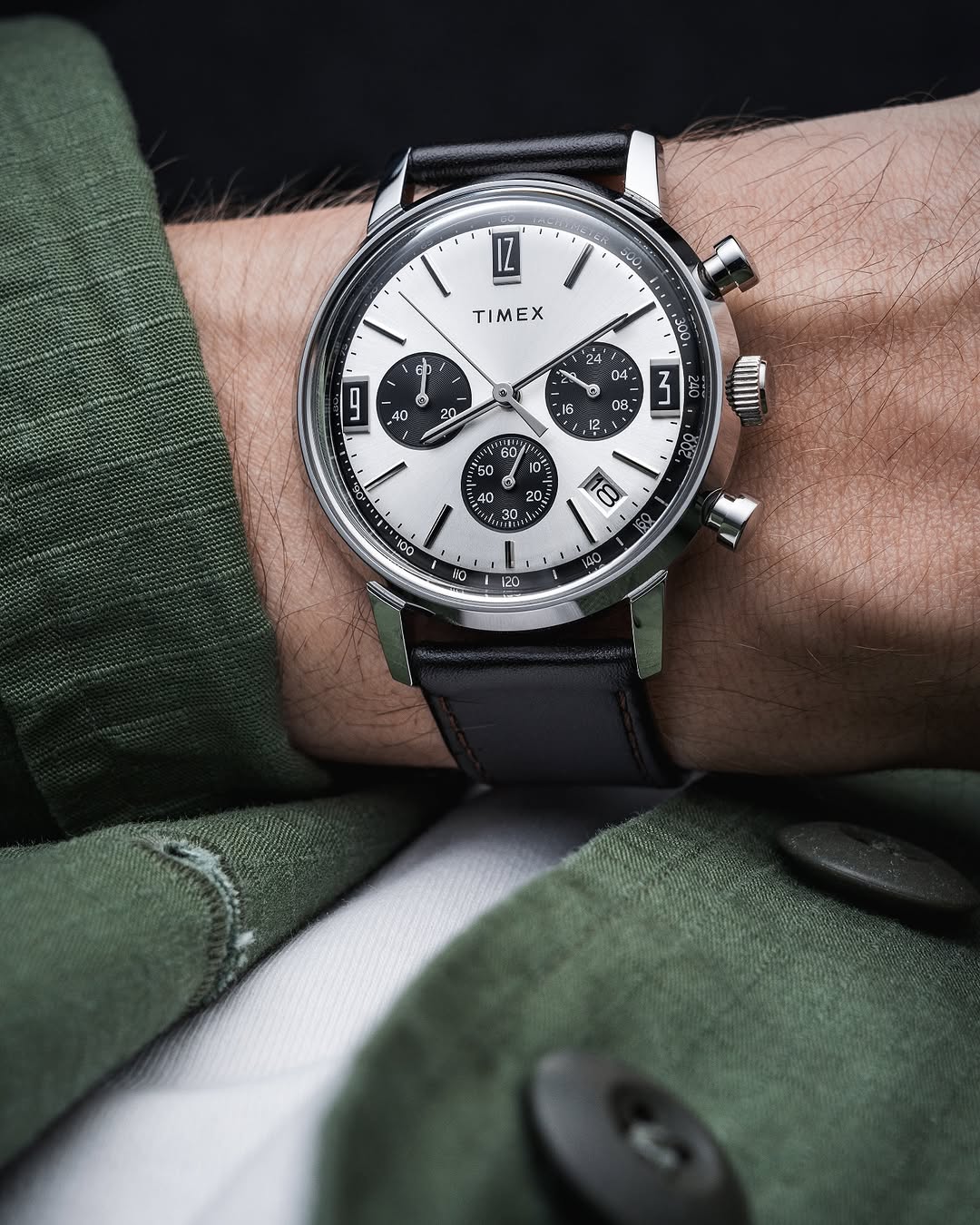 Timex Marlin® Chronograph Tachymeter Leather Strap Watch | TW2W10300