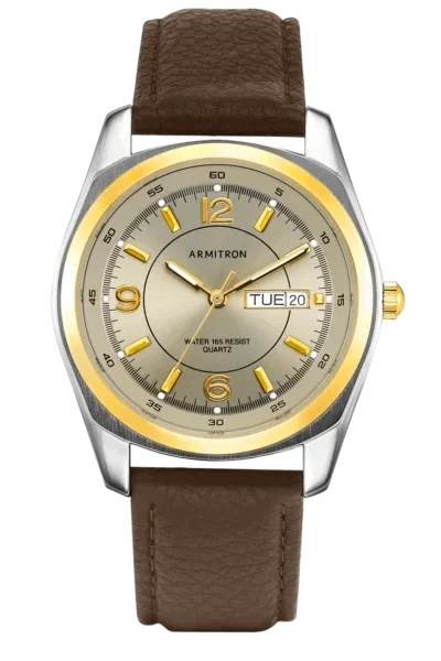 Armitron 20/1925GYBN Two-Tone Brown Leather Watch